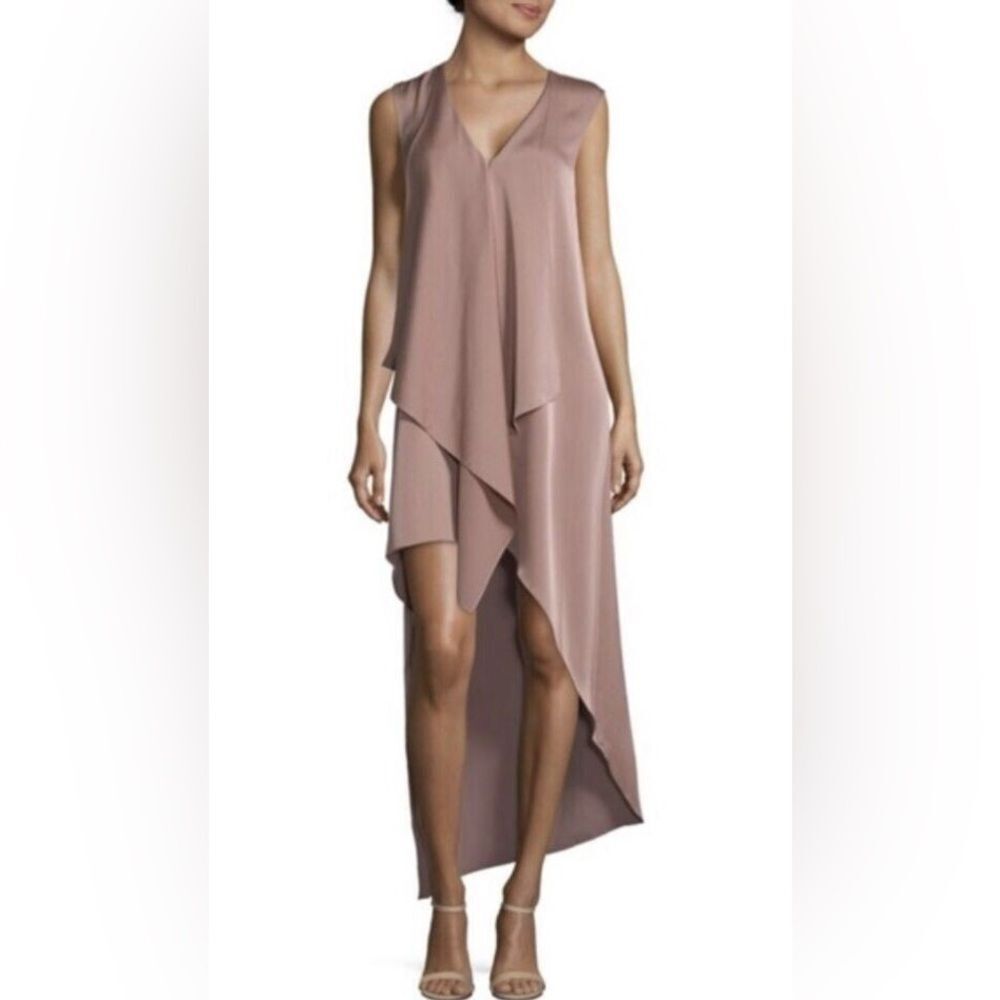 Revolve BCBGMaxAxria Tara Sleeveless Draped Blouse Dress in Dusty Rose